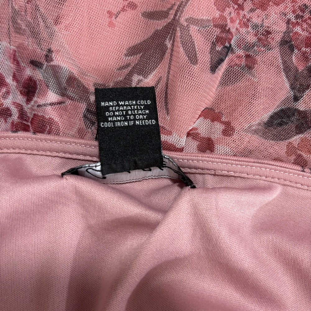Candalite Sheer Tiered Maxi Dress Womens M Pink Floral Whimsical Romantic Flowy - Picture 7 of 14